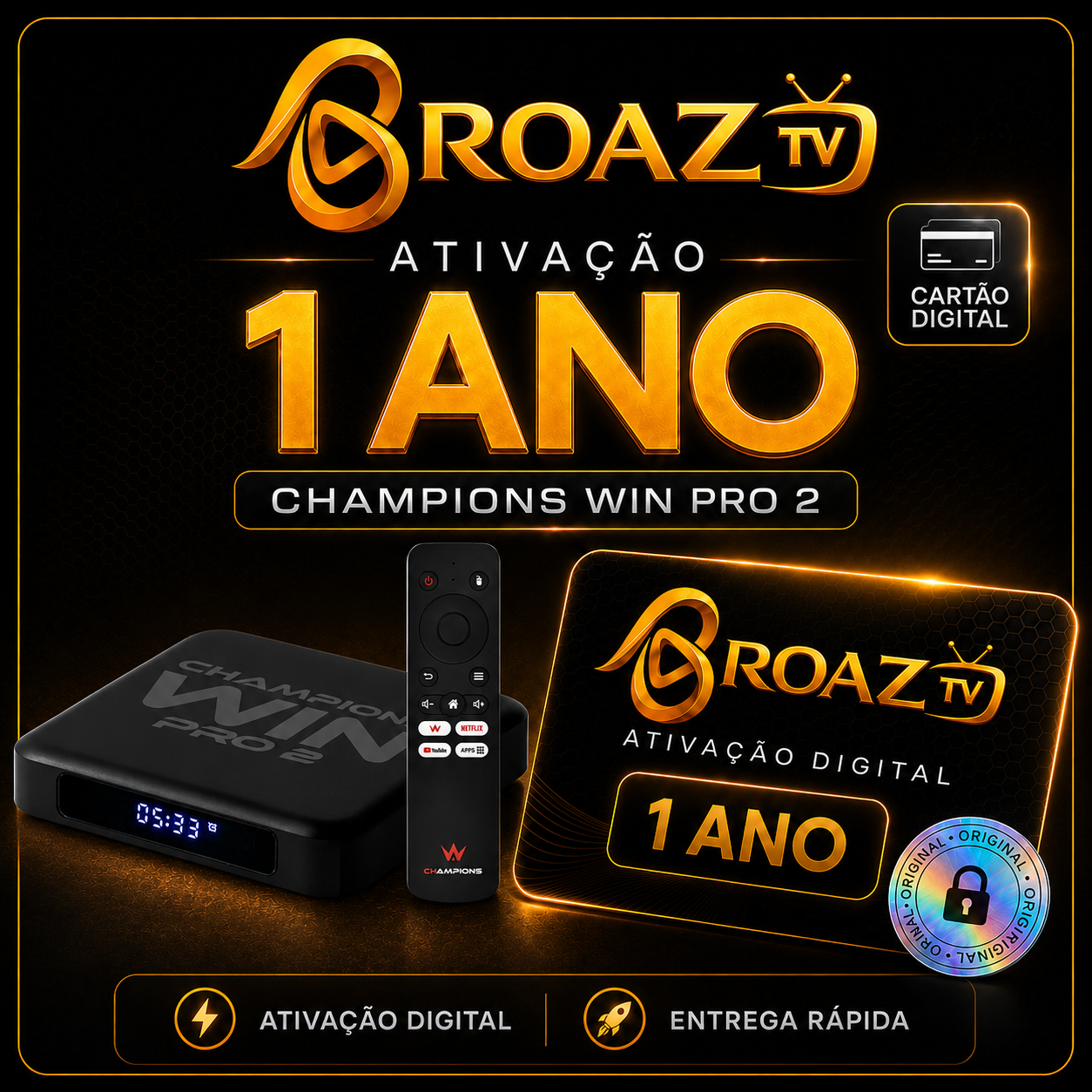 Ativação BroAZ TV para Champions Win Pro 2 – 1 Ano