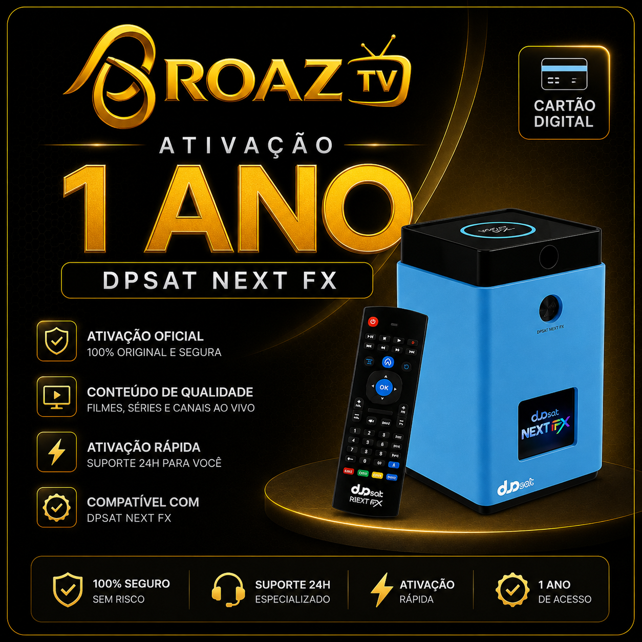 Ativação BroAZ TV para Duosat Next FX – 1 Ano
